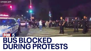 NYC migrant crisis: Staten Island demonstrators block bus during protests