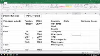 Cotizacion de viaje en Excel