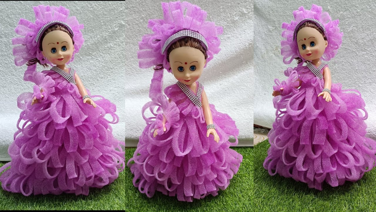 Beautiful Foam Doll Craft/How To Decorate Doll With Foam/ Foam ki