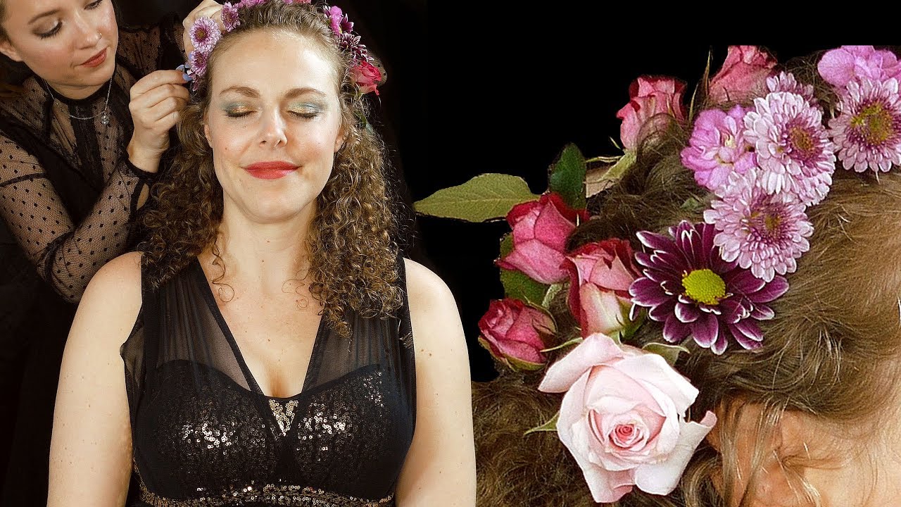 ASMR Flower Crown Hair Styling No Talking - Lucy & Corrina
