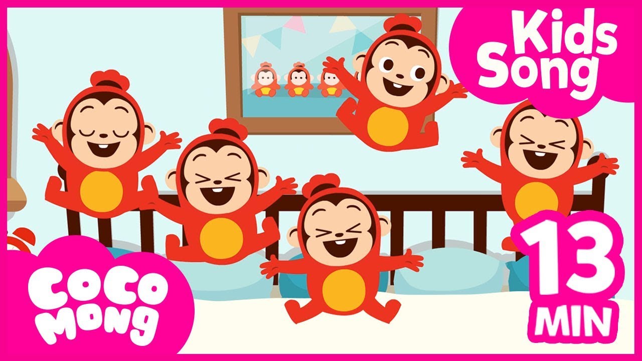 Пять маленьких обезьян + 5│ Английский вер. Сборник │ Детские стихи для детей │ Cocomong Kids Song