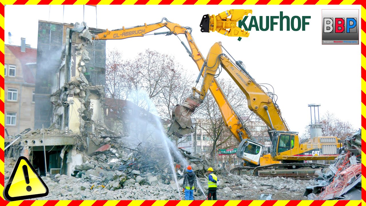 😱 CAT 365B, Liebherr R 950 - Abbruch Kaufhof, 2022. #10