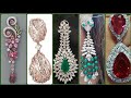 Exotic diamond ruby dangling long earrings design&#39;s