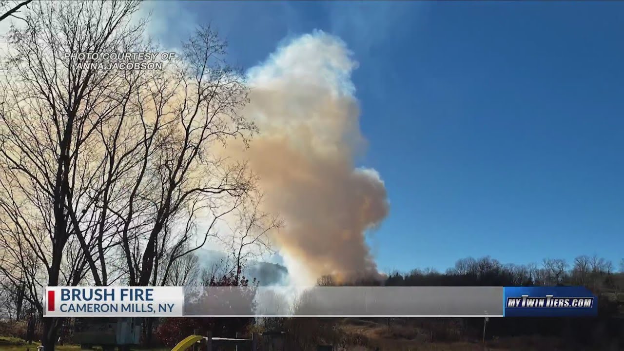 Brush fire breaks out Friday afternoon in Cameron Mills - YouTube