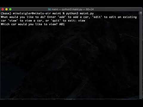 Python fleet maintenance app