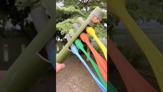 DIY Slingshots with Four Colour Balloons #bamboocraft #bamboo #shorts