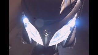 バーグマン200（スズキ）のポジションランプの交換方法。カウルを外さないで手探りだけでLED化　burgman200 suzuki motovlog Touring ハスフォー #73