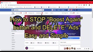 Facebook: How to STOP "Boost Again" and DELETE "Ads" | SIMPLE and EASY