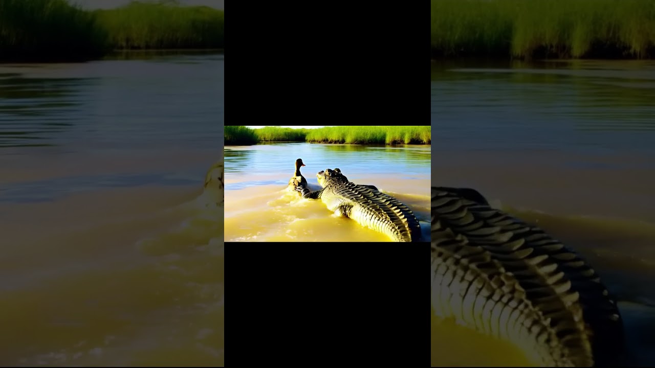 Crocodile attacking Duck     Wildlife Clips