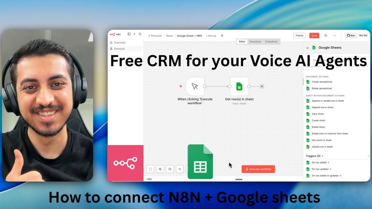 How to connect google sheet with n8n? Your free Voice Agent CRM! - YouTube