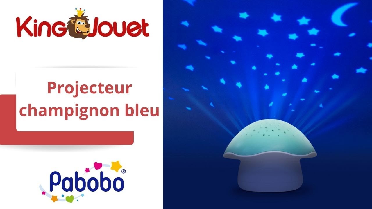 Veilleuse musicale et projecteur d’étoiles PABOBO Champignon - bleu