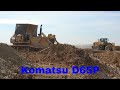 World Heavy Equipment Operator Dump Truck Spreading Soils Vs Big Bulldozer Pushing Soils In Action