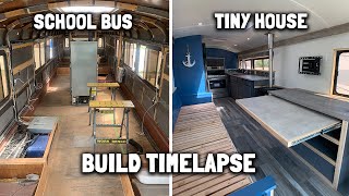 3 Week Build TIMELAPSE Old Bus to Tiny House (Start to Finish)