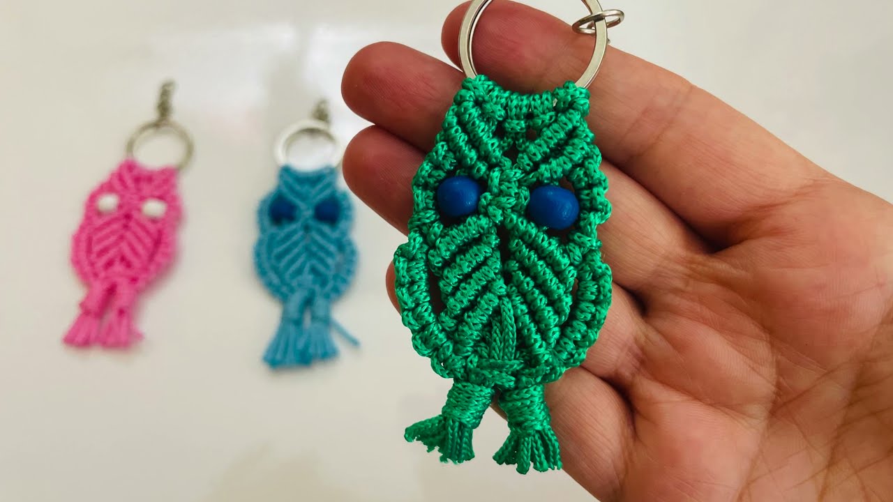 🦉😍Makrome Baykuş Anahtarlık Yapımı  465