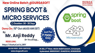 SPRING BOOT & MICRO SERVICES Online Training @ DURGASOFT