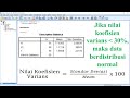 Ragam uji normalitas data SPSS || Normalitas Koefisien Varians