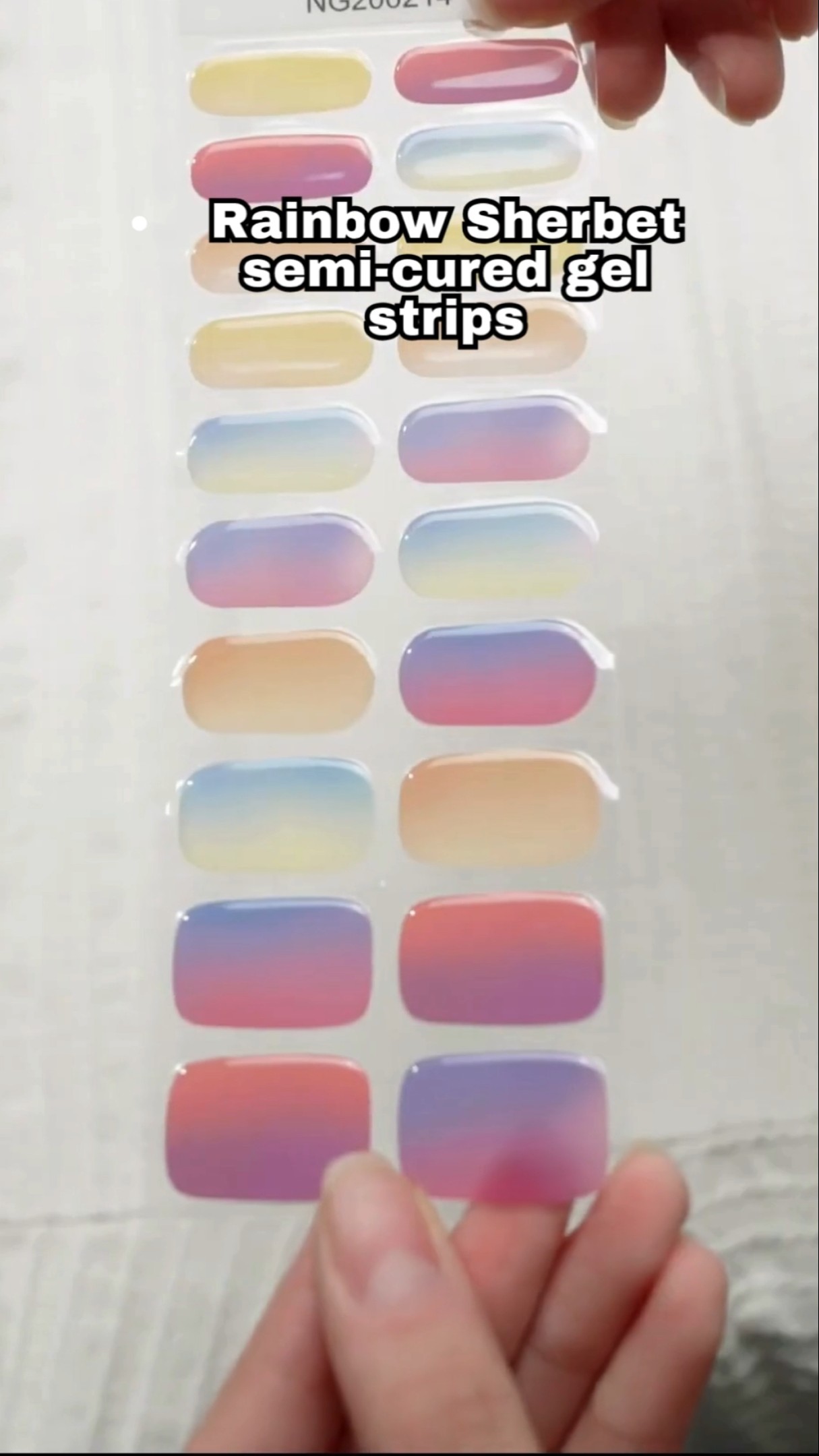 Rainbow Sherbet - Semi-Cured Gel Nail Strips applied on real nails