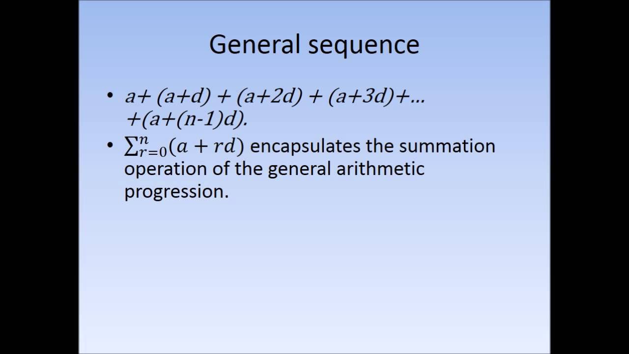 Worksheet Teaching Aids Of Arithmetic Progressions derivation of the arithmetic progression summation formula youtube formula