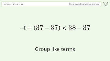 Solving Linear Inequalities: 37-t is Smaller Than 38