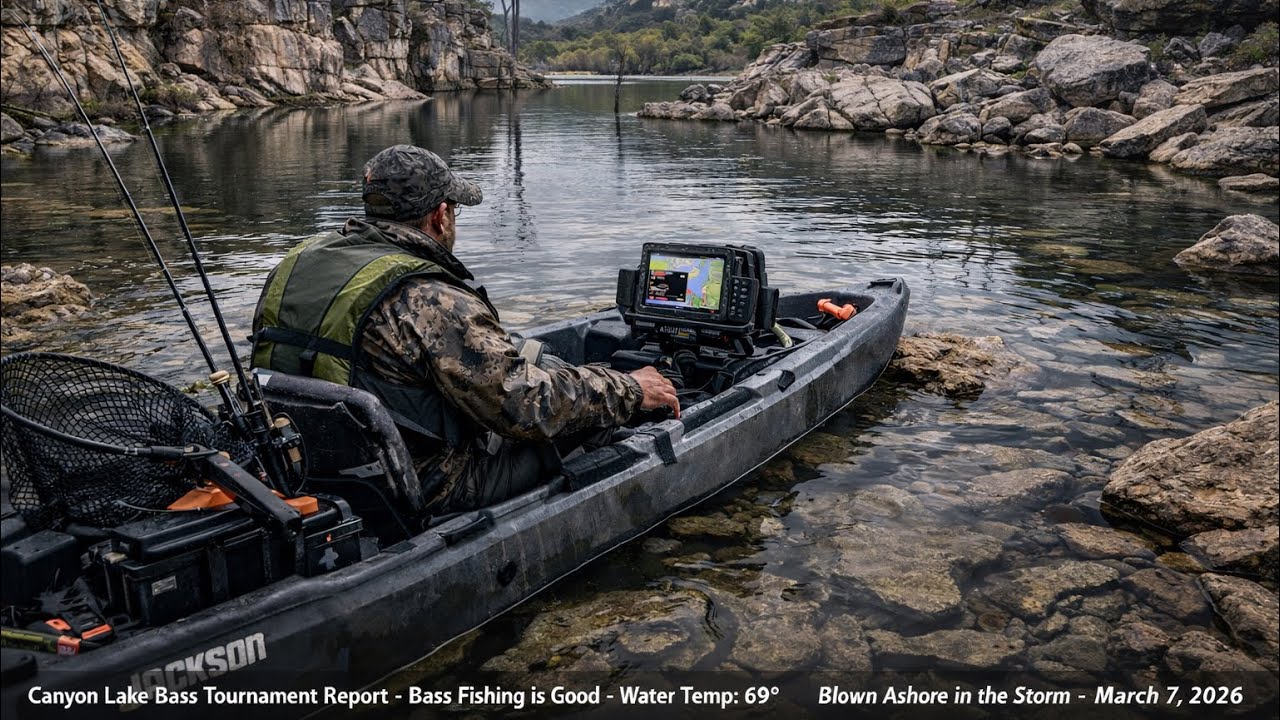 4K Kayak Bass Fishing On Canyon Lake Found Rocky Pond! Garmin ECHOMAP UHD2 Fishing Report (69° Water