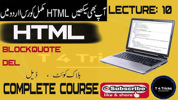 HTML Course Lecture  10th Blockquote and Del Tags Explained in Urdu / Hindi