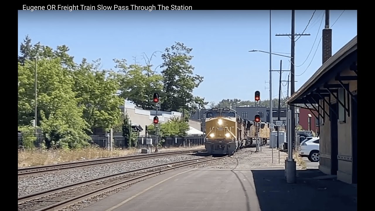 Eugene OR   Freight Train Slow Pass Through The Station