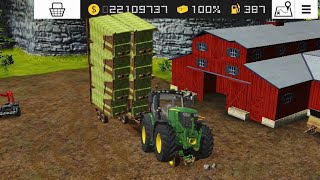 moving grass bale with mower & bale collect in fs 18 game play |||