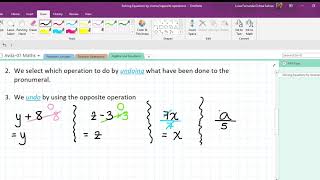 Solving Equations by inverse opposite operations   Part 1