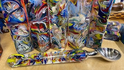 Casting and Turning an Ice Cream Scoop Handle,  Color drop Resin Cast