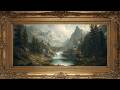 Majestic Mountain Landscape | Classical Framed Oil Painting for TV Art Display | 4K Scenic Wall Art
