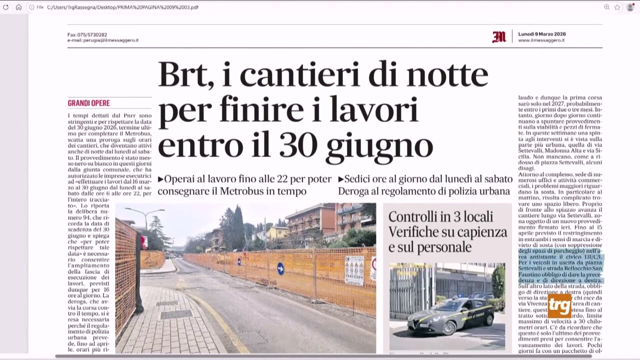 Rassegna stampa Trg di lunedì 9 marzo 2026