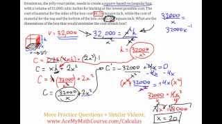 Famous Optimization (Calculus) - Minimizing Cost Net Worth