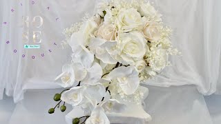 DIY Ivory Rose Cascading Bridal  Wedding Bouquet | Budget Friendly Weddings |  Step by Step Tutorial