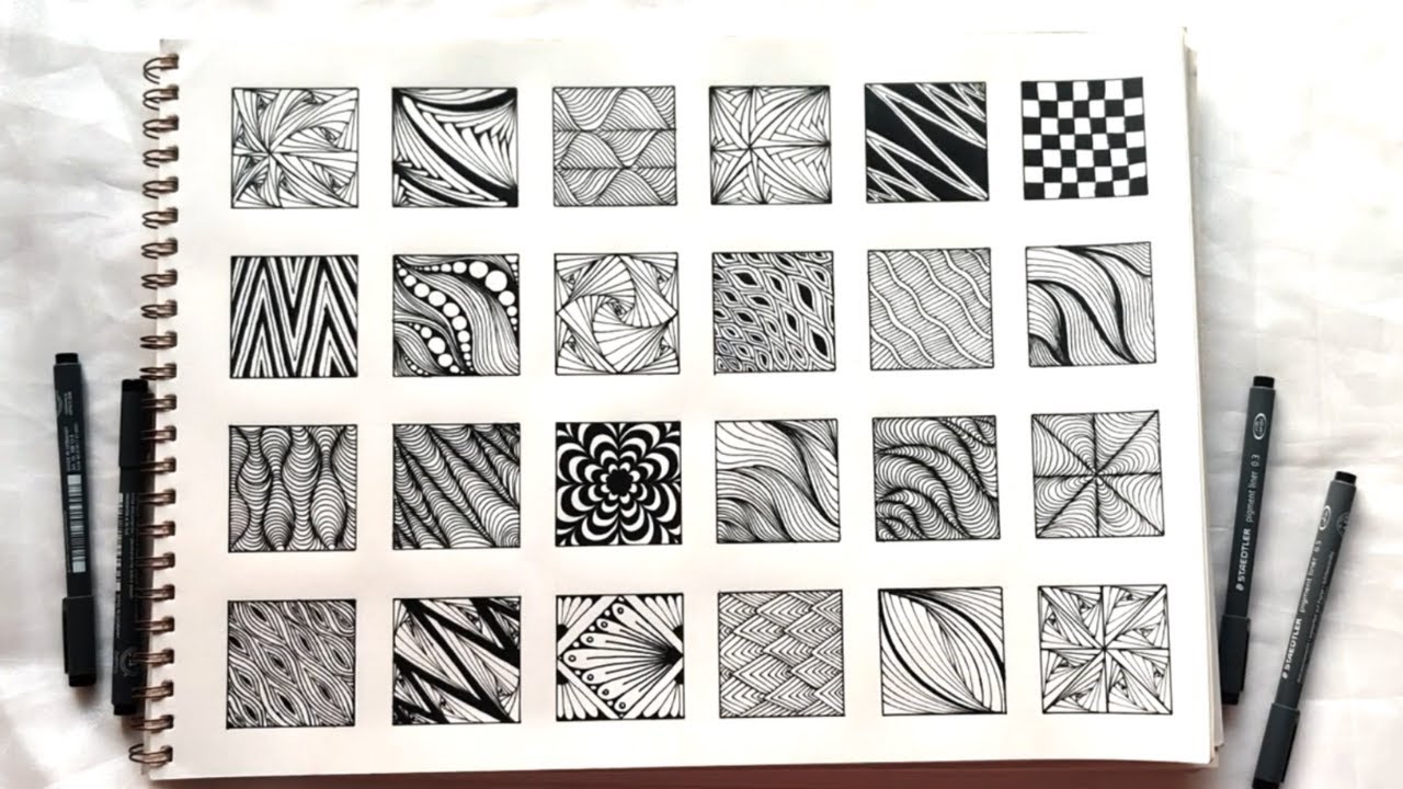 24 zentangle patterns || 24 doodle patterns || zendoodle patterns || Zentangle art || Zentangle