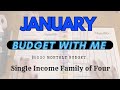 January monthly budget with me  zero based budget  single income family of 4
