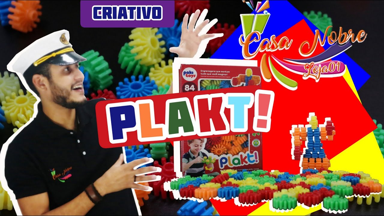 Jogo Plakt Engrenagens Coloridas 84 Peças De Montar Pakitoys