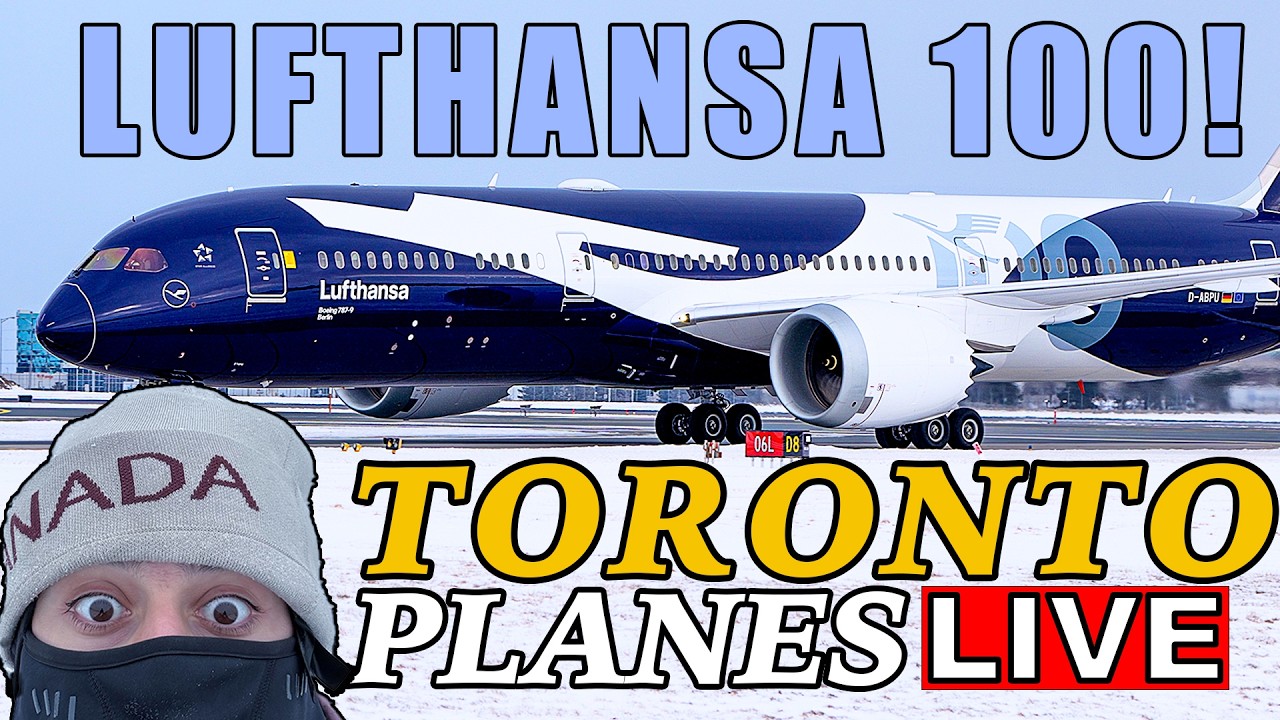 🔴 LIVE Lufthansa Crane in COLD SNOWY Toronto Airport! (YYZ)!  Feb 15th, 2026!