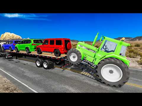 Flatbed Truck McQueen | Transportation with Truck - Pothole vs Car #9 - BeamNG.Drive