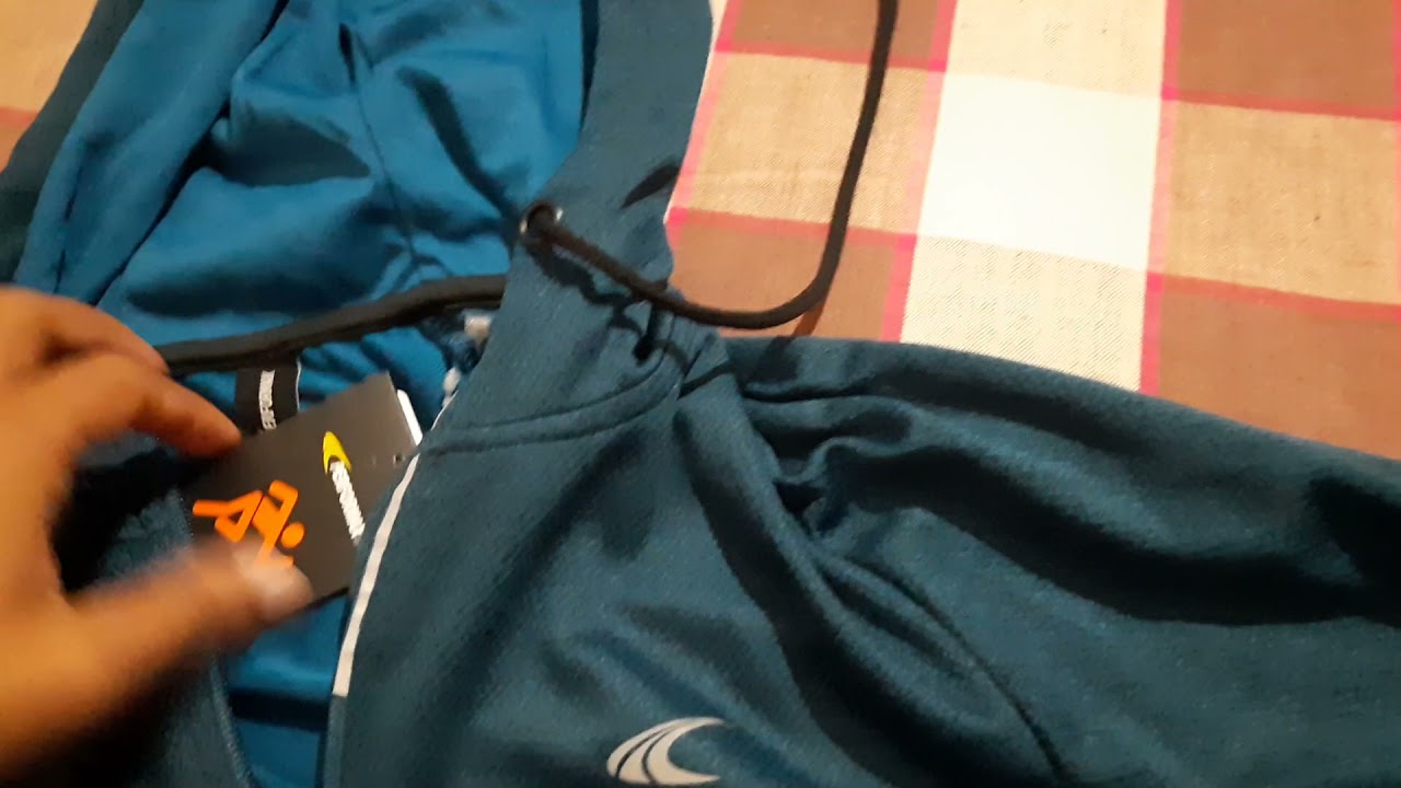 ajio || performax zip - front hooded jacket with inserted pockets ||sports wear hoodie teal blue