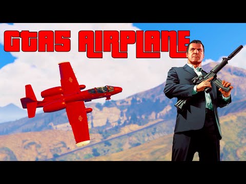 Mike flies in the sky on a new plane through the city and mountains in GTA 5