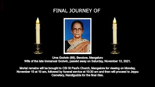Final Journey Of Uma Godwin (88), Bendore, Mangaluru