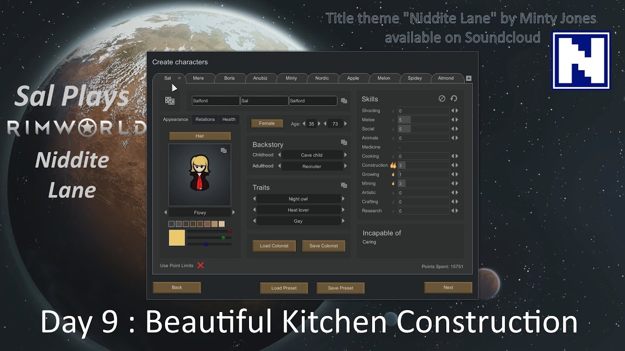 Day 09 Sal Plays Rimworld Niddite Lane - Beautiful Kitchen Construction
