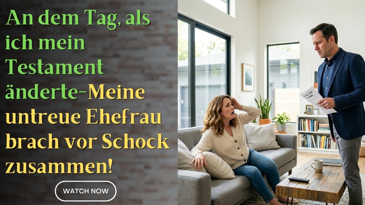 An dem Tag, als ich mein Testament änderte-Meine untreue Ehefrau brach vor Schock zusammen!