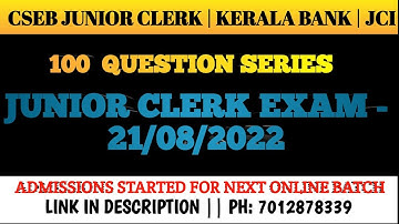 CSEB JUNIOR CLERK - 21/08/2022|| IMPORTANT QUESTION DISCUSSION| PART 2
