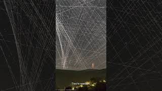 Comet R3 PanSTARRS Behind Satellite Trails #Shorts