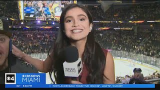 CBS News Miami's Samantha Rivera handles rowdy fan