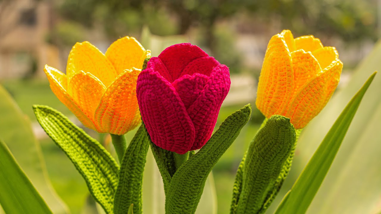🌷 Tulipanes 3D a Crochet - Tutorial Paso a Paso | Kaqnin Kasikay