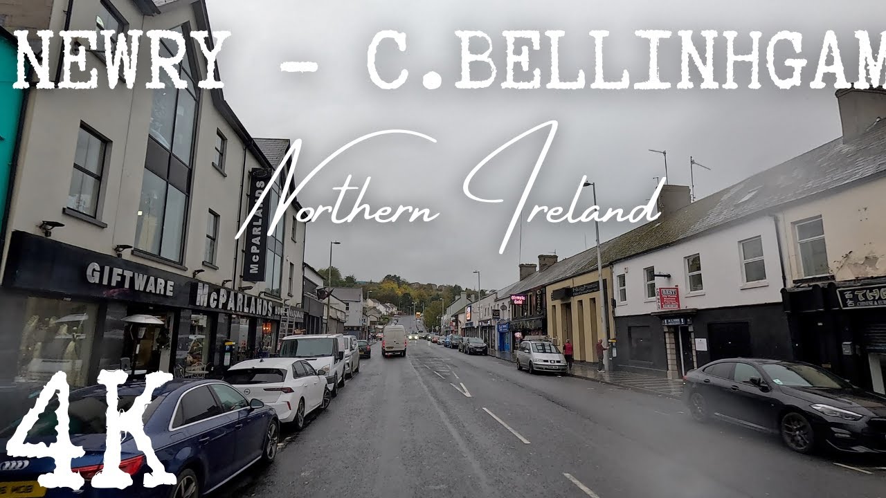 🌧️  Rainy Motorway Drive from Newry to Ireland | Newry - Castlebellingham  [4k + Celtic🎵]