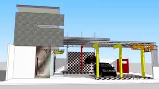 DESAIN TEMPAT USAHA CUCI & SALON MOBIL 14M X 14M