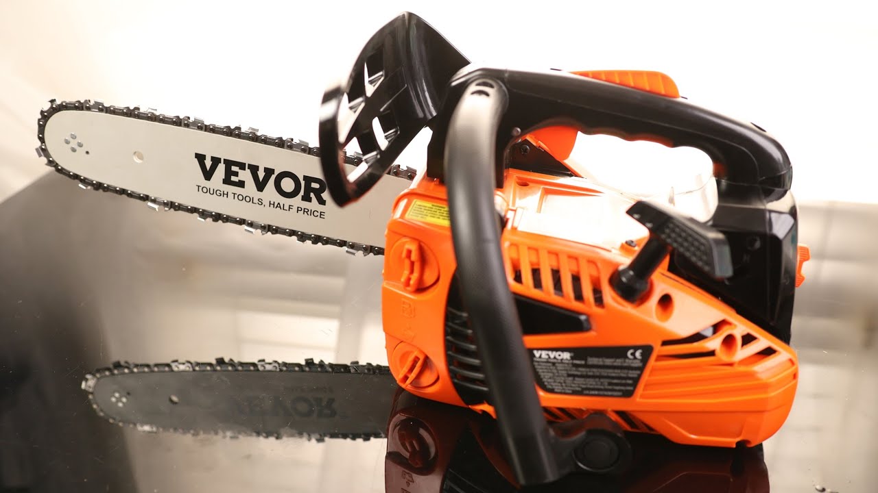 Бензиновая цепная пила VEVOR 25,4 куб. см, 2-тактная, с верхней ручкой, 12-дюймовая ручная аккуму...